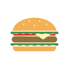 Delicious burger with sesame seeds and cheese hamburger food