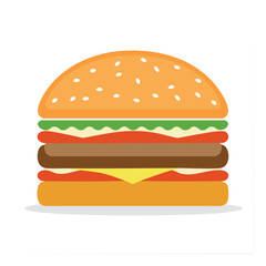 Delicious layered hamburger with sesame seeds food fast food