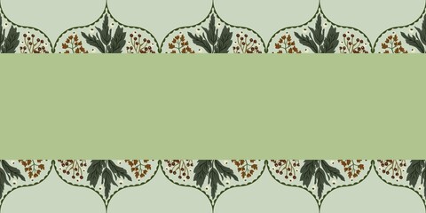 Autum Winter Pattern Background Illustration For Cover, Banner, Notes. Fall Winter Aesthetic Background.  Plant And Flower Pattern Background.
