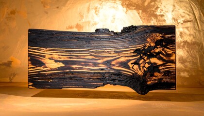 Burnt wood slab art piece