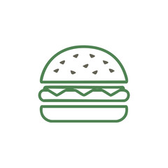 Green outline hamburger with dark seeds food fast food