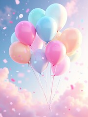 balloons on blue sky