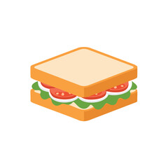 Layered sandwich with bread lettuce and tomato slices food