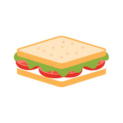 Layered sandwich with bread lettuce and tomato slices food