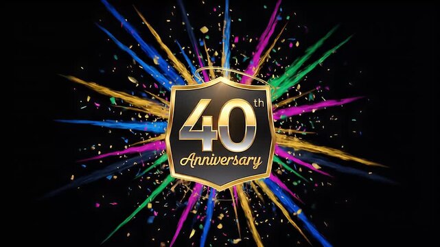 40th wedding anniversary celebration with neon light rays. 4K Video