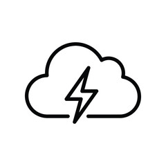 Cloud and Lightning Bolt Icon: A simple, clean, and modern illustration of a cloud with a lightning bolt, representing weather concepts and symbolic of power and energy. 