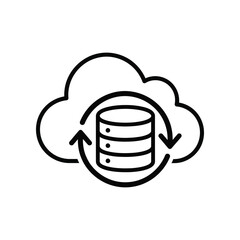 Cloud Database Synchronization: A graphical representation showing the seamless synchronization of a database within a cloud computing environment, represented by a stylized cloud icon.