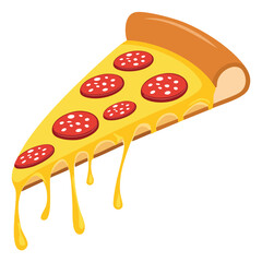 Pepperoni pizza slice with melting cheese vector