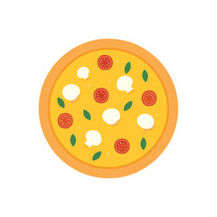 Round pizza with tomato mushroom and basil toppings food italian food