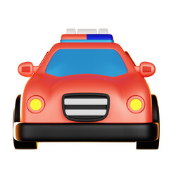 Cute Red Police Car 3D Icon on Black Background © Luthfi