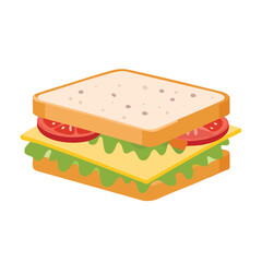 Toasted bread sandwich with cheese lettuce and tomato vector