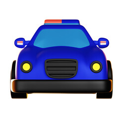 Modern 3D Stylized Blue Police Car Icon with Emergency Lights © Luthfi