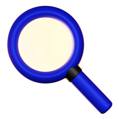 Bright Blue 3D Magnifying Glass with Glowing Lens