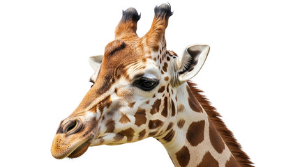 Giraffe Head Close-up Isolated on Black Background