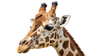 Giraffe Head Close-up Isolated on Black Background
