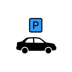 Car Parking Sign Icon Vector Illustration