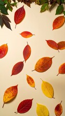 Autumn Leaves Arrangement, Nature, Indoor, Photography, Colorful, Overhead View, Seasonal Beauty