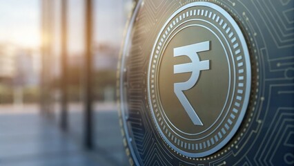 Modern digital currency interface showing rupee icon — symbolizing India’s fintech innovation