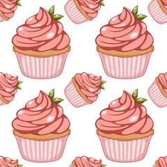 seamless pattern with cupcakes