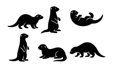 Fototapeta premium Silhouette otter collection: playful and diverse poses for creative designs