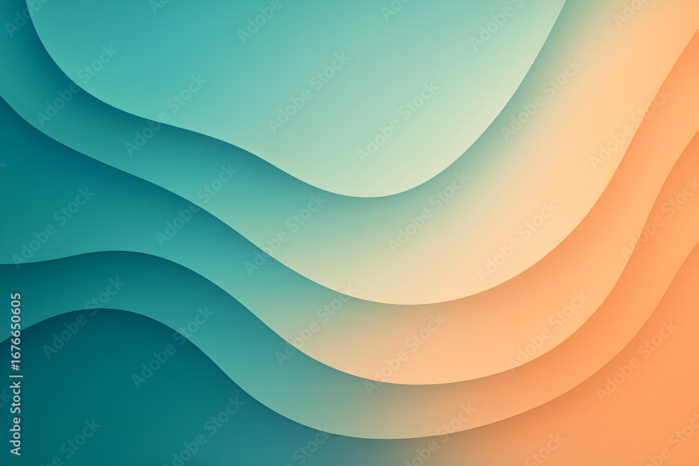 Poster abstract digital art with smooth blue waves and light curves create a flowing pattern for a modern b