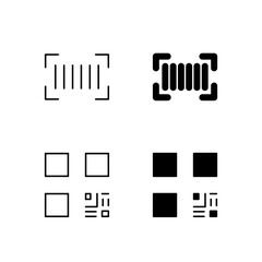 Barcode and QR Code Icon Collection in Line and Solid Style