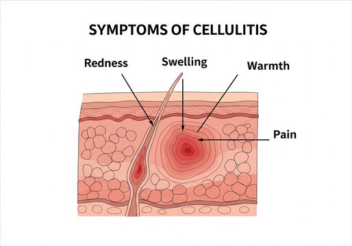 Medical illustration of cellulitis for educational materials