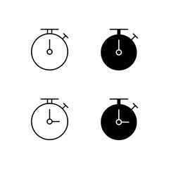 Timer and Stopwatch Icon Collection in Line and Solid Style