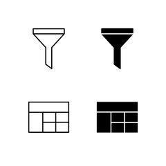Filter and Table Icon Collection in Line and Solid Style