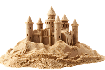 Sandcastle on a hill a miniature castle made of sand