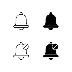 Bell and Bell Off Icon Collection in Line and Solid Style
