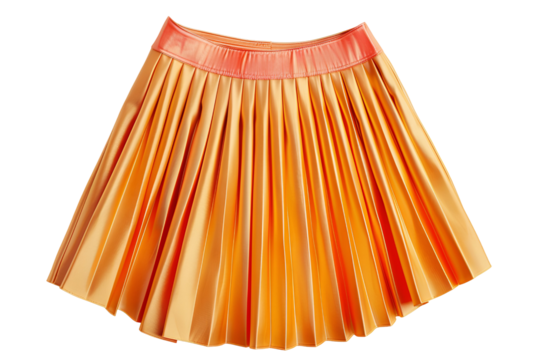 Orange pleated mini skirt fashion design detail