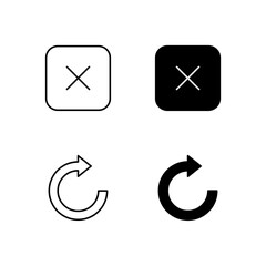 Close and Refresh Icon Collection in Line and Solid Style