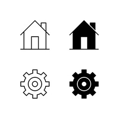 Home and Settings Icon Collection in Line and Solid Style
