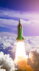 Rocket Launch, Space, Clouds