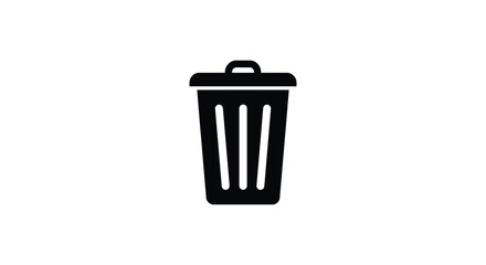 A simple black trash can icon on a white background