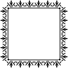 Vintage Ornamental Frame – Elegant Black Vector Border, PNG, 300 DPI 