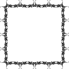 Vintage Ornamental Frame – Elegant Black Vector Border, PNG, 300 DPI 
