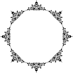 Vintage Ornamental Frame – Elegant Black Vector Border, PNG, 300 DPI 