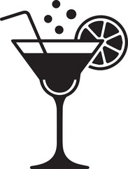 vector of martini glass with lemon