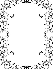 Vintage Ornamental Frame – Elegant Black Vector Border, PNG, 300 DPI 