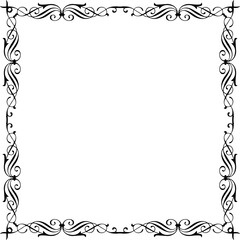 Vintage Ornamental Frame – Elegant Black Vector Border, PNG, 300 DPI 