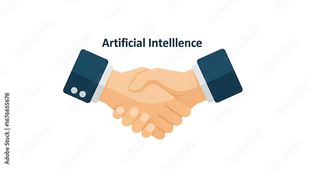 Poster handshake graphic with artificial intelligence text on a white background design vector image