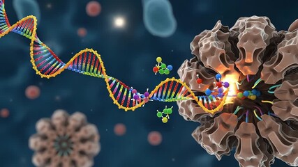 Detailed 3D rendering of genetic information processing by a molecular machine - Powered by Adobe