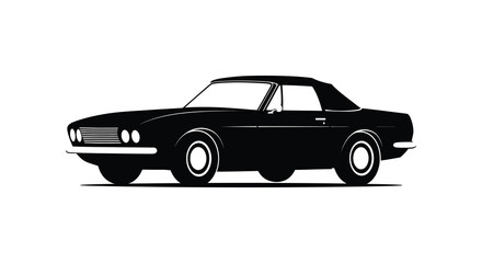 Black silhouette of a classic car on a white background