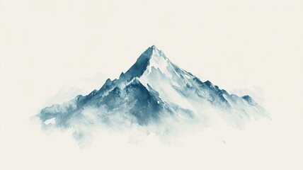 Minimalist watercolor mountain in pink and purple tones