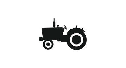 A black silhouette of a classic tractor with large wheels and simple design