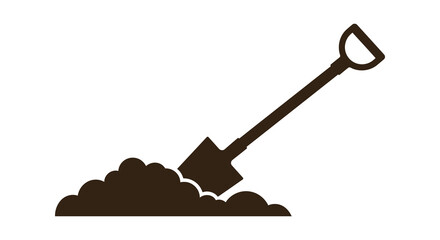 A shovel digging into a pile of dirt on the ground
