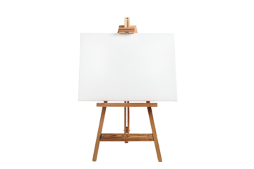 Blank canvas on wooden easel art studio preparation creativity