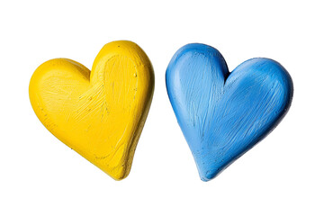 Yellow and blue hearts painted art Ukraine support